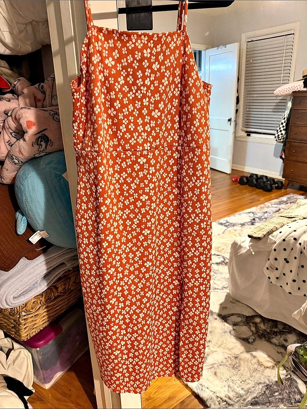ZARA Floral Maxi Dress in Orange & White Like New